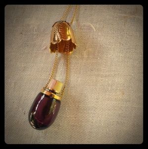 Vintage Avon eggplant perfume bottle necklace LARP